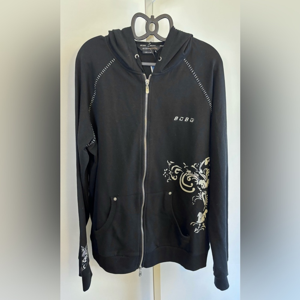 BCBG Black Zip hoodie y2k 2X
